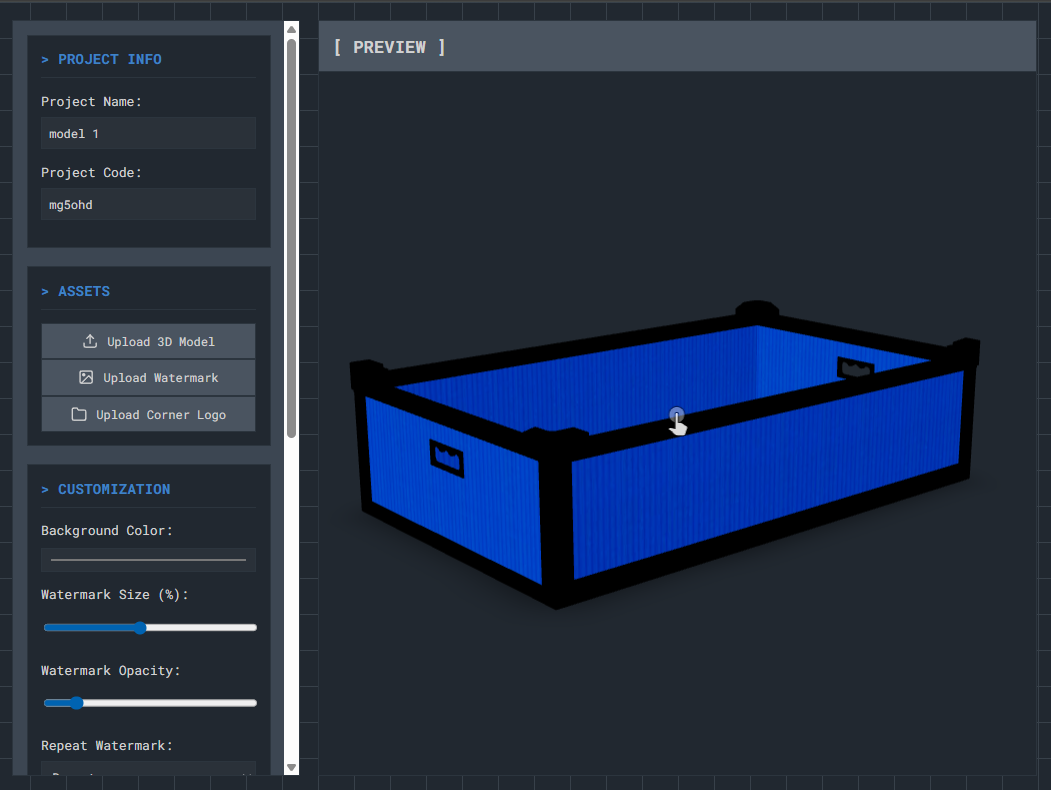 Editor with uploaded 3D model